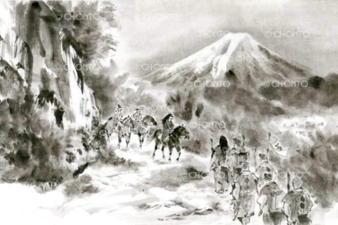 富士山が見える甲府。松姫と修験者